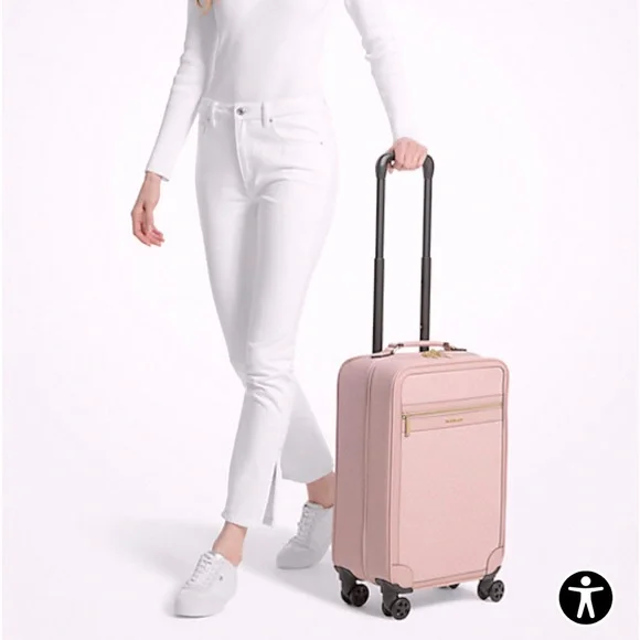 NWT MK Light Pink Signature Logo Travel Carry On Suitcase, 12.75”X 18.75” X 7.5”